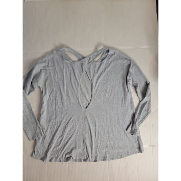 Lululemon Pullover Womens 12/14 Crewneck Semo Open Back Long Sleeves Blue Gray - Picture 3 of 5